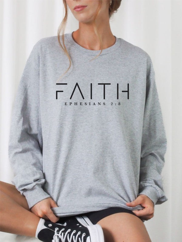 FAITH Ephesians 2:8 Cozy Crewneck Sweatshirt