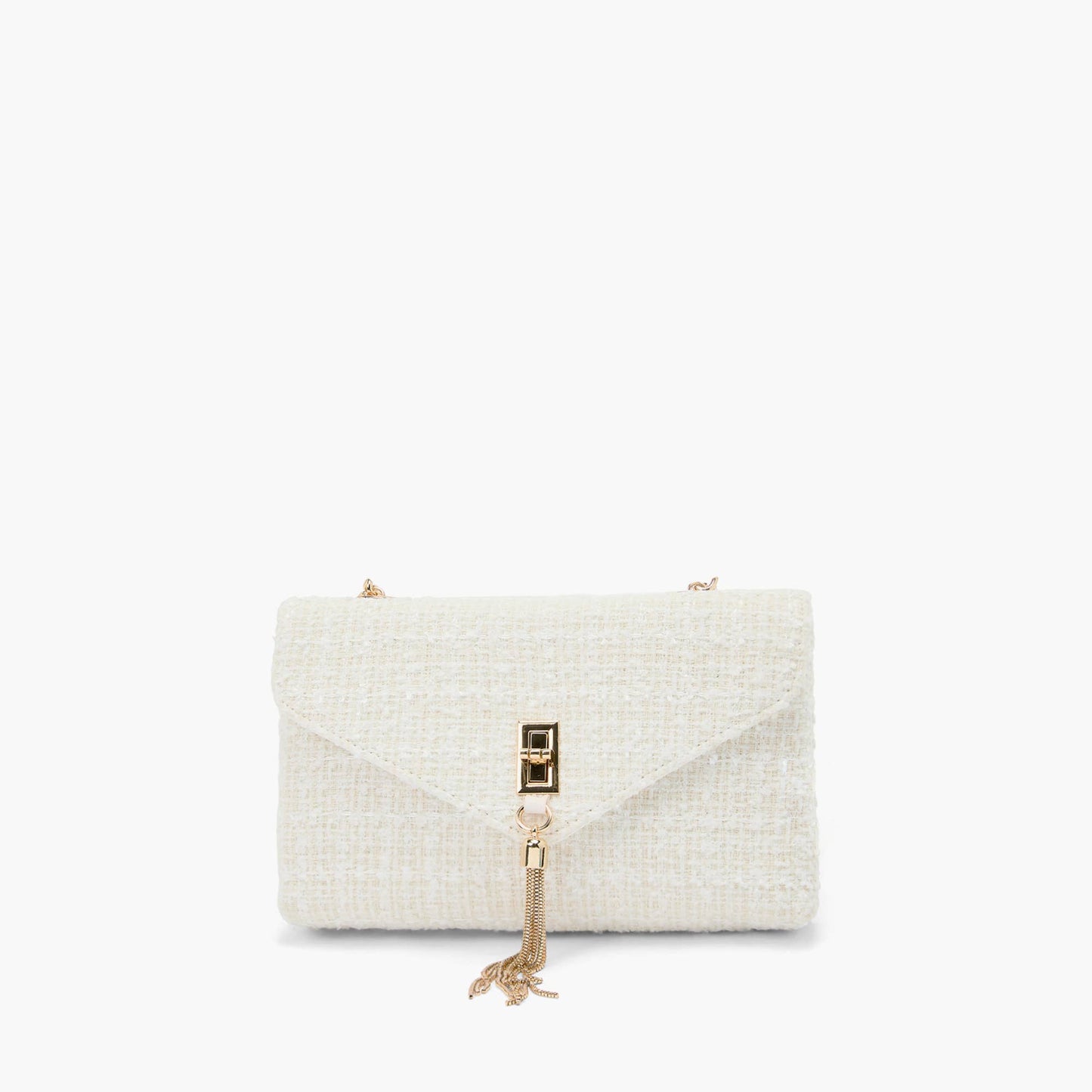 WHITE & GOLD TWEED CROSSBODY HANDBAG