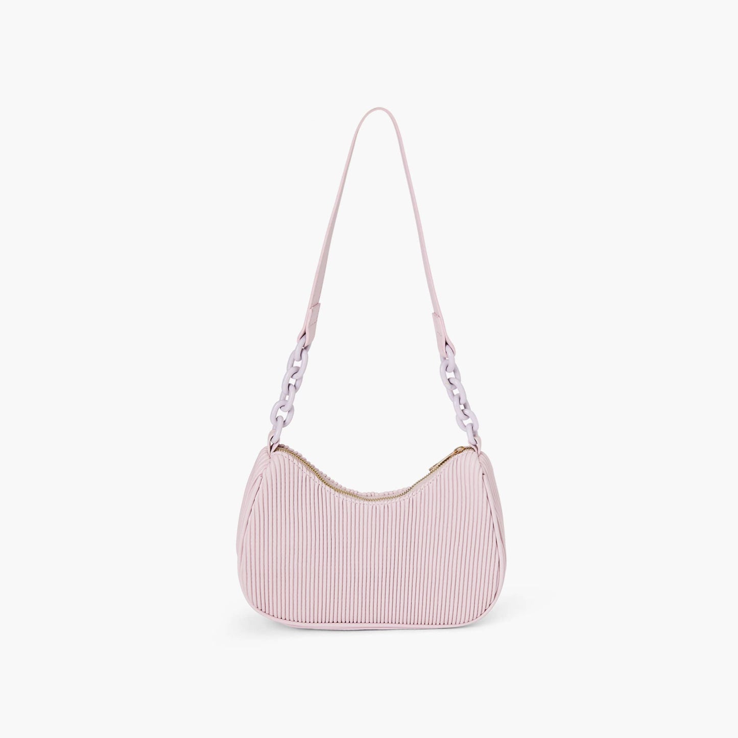 PINK VEGAN LEATHER PLEATED SHOULDER PURSE