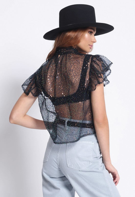 SHEER SEQUIN TOP