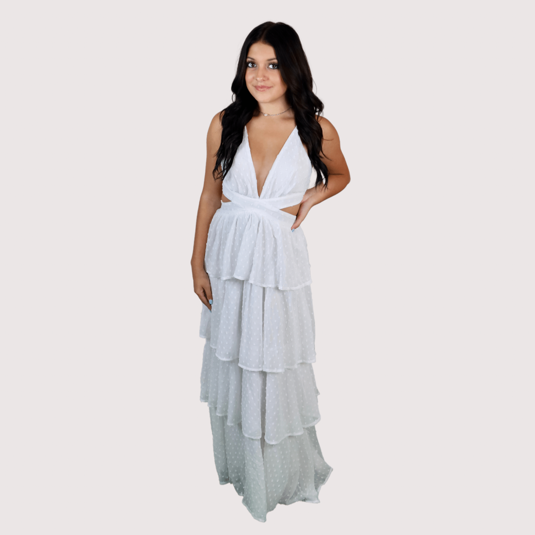 MINA CUTOUT TIERED RUFFLED MAXI DRESS
