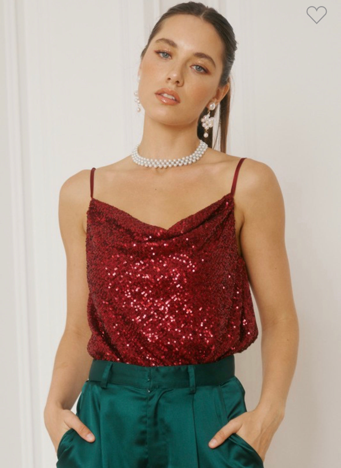 JULIE RED SEQUINED CAMI
