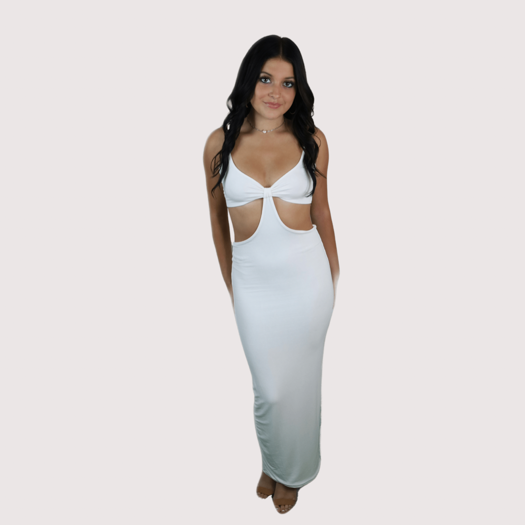 NATALIA WHITE CUTOUT MAXI DRESS