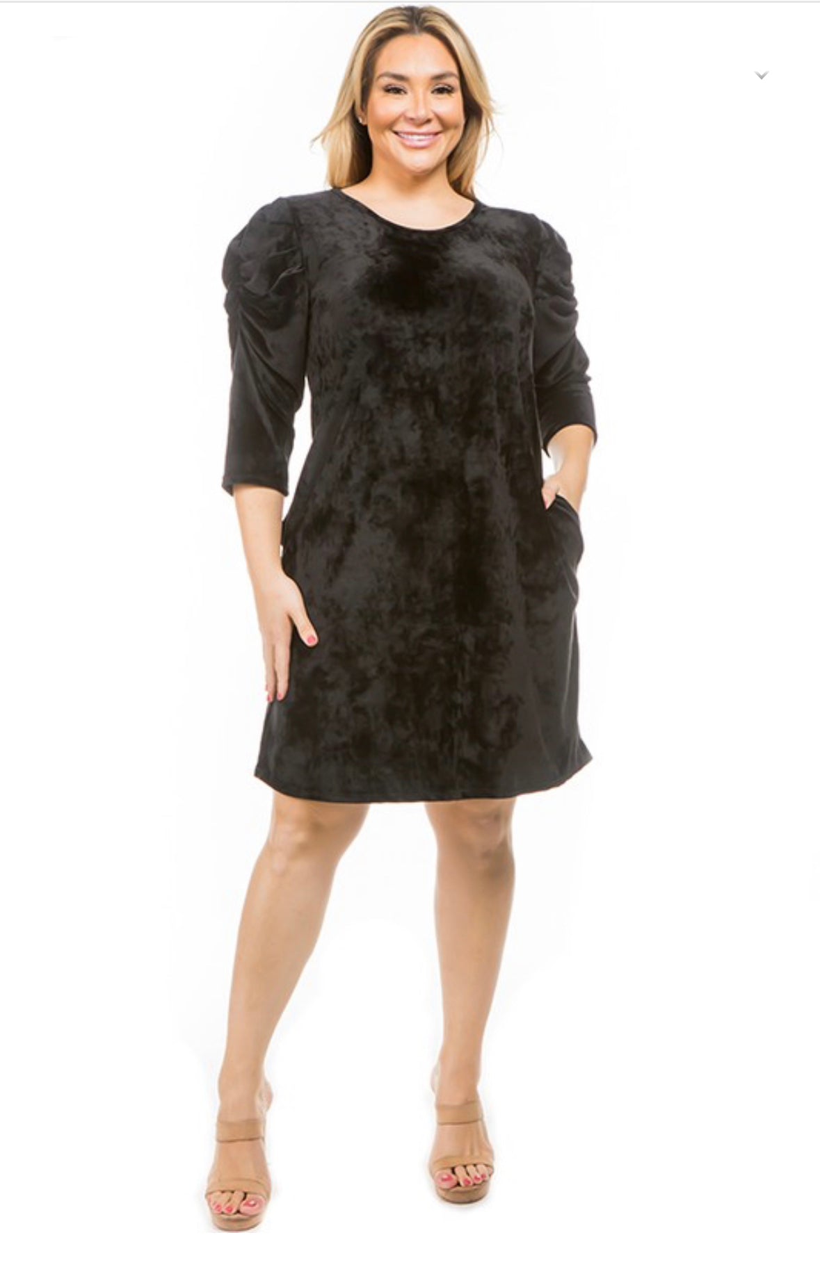 AMANTE CURVY BLACK VELVET DRESS