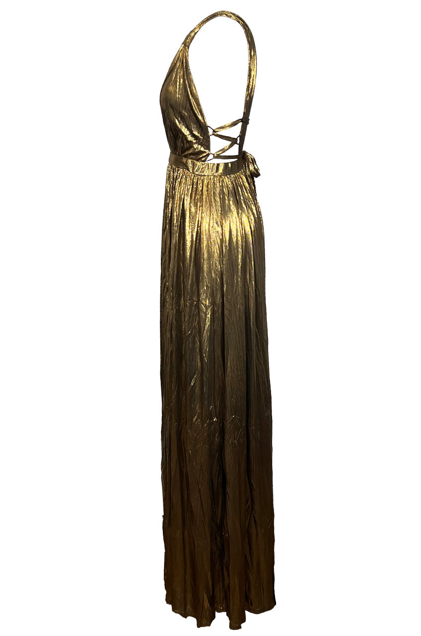 KILEY METALLIC GOLD GODDESS GOWN