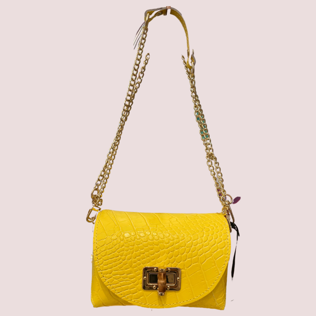 CROC EMBOSSED GENUINE LEATHER CROSSBODY PURSE