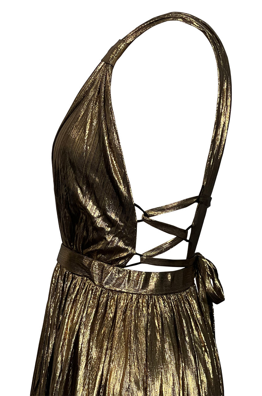 KILEY METALLIC GOLD GODDESS GOWN