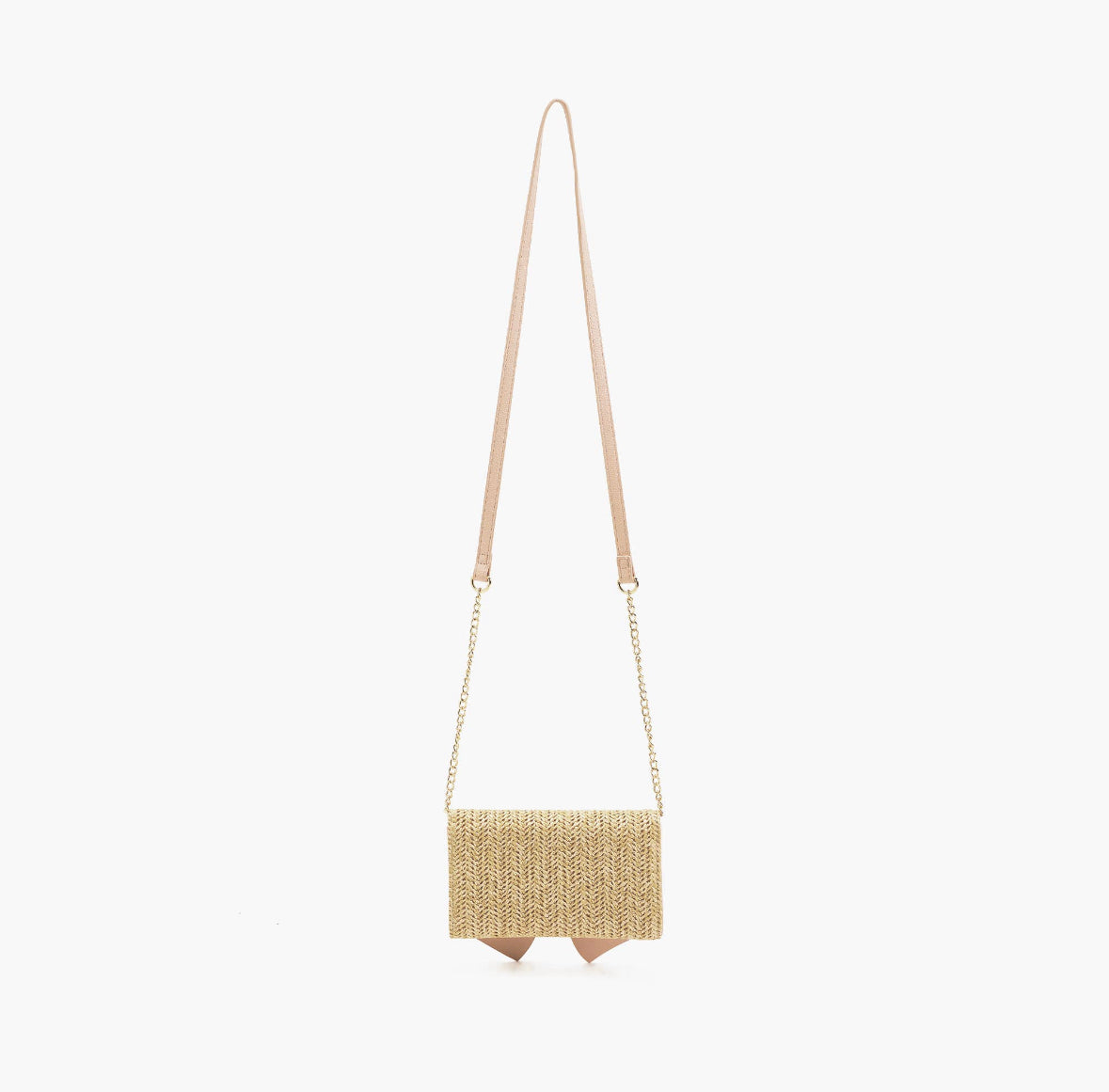 DREAMS BLUSH STRAW WALLET CROSSBODY WITH BOW