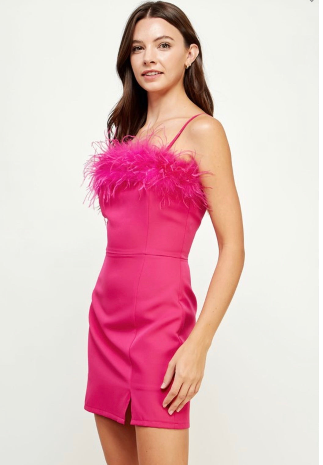 ZARAH FEATHER TRIM MINI DRESS