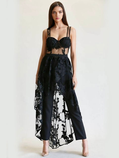 ANITA HIGH LOW LACE SHEER TOP & PANT SET