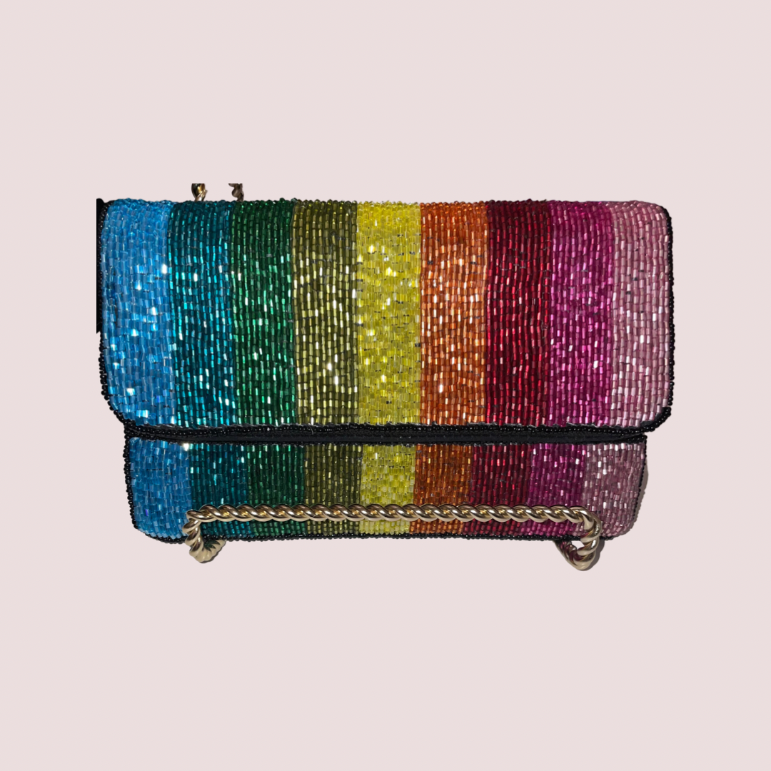 RAINBOW BEADED MINI CLUTCH
