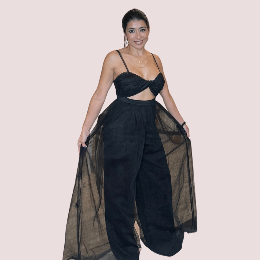 TRINITY ONE PIECE CUT OUT TULLE JUMPSUIT