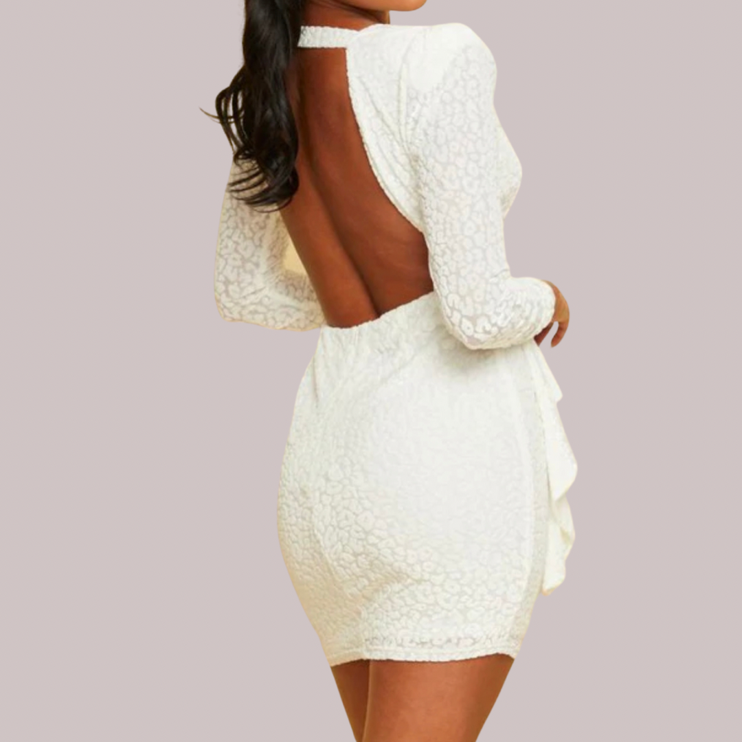 MANDI LONG SLEEVE VELVET MINI DRESS