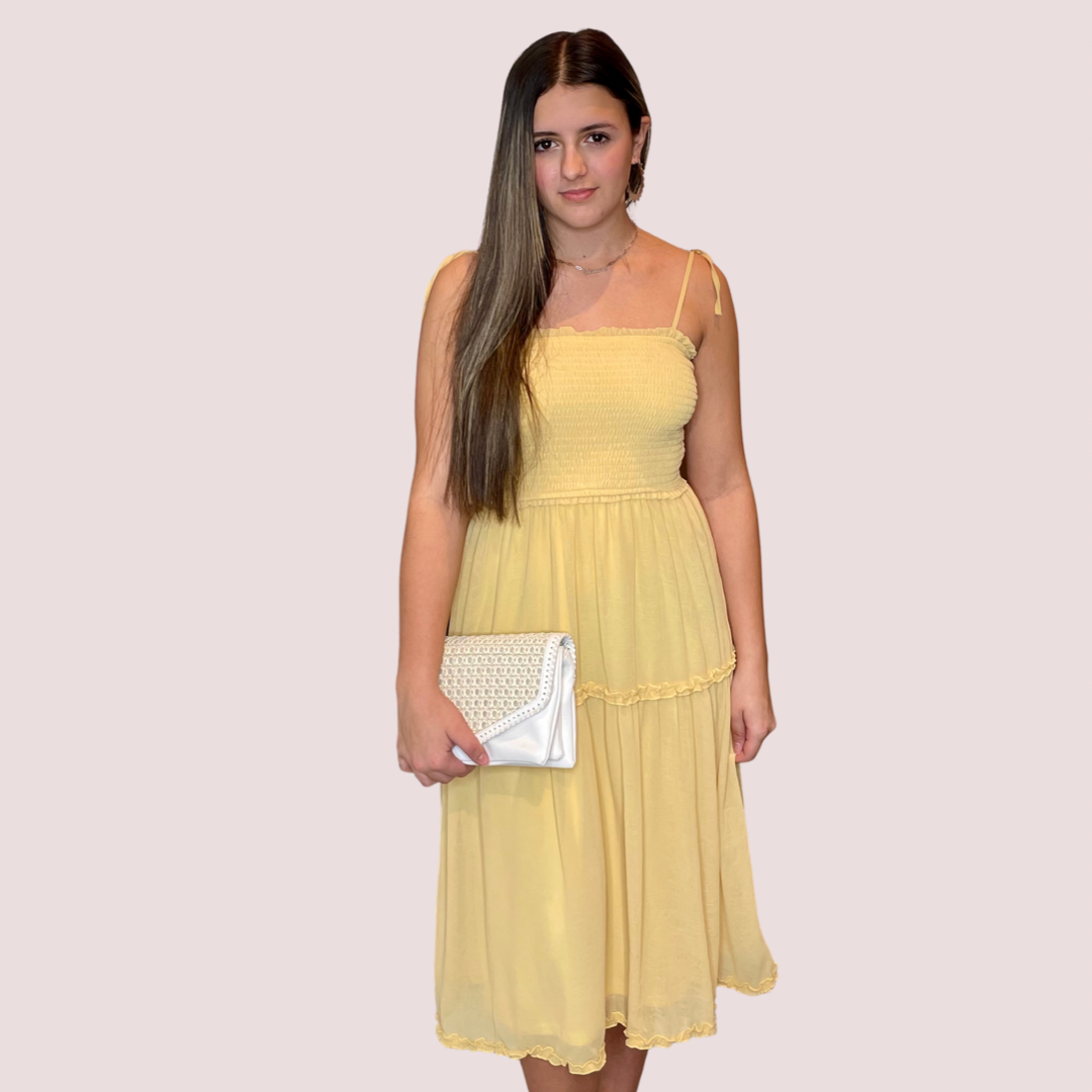 MYLA SHOULDER TIE MIDI DRESS