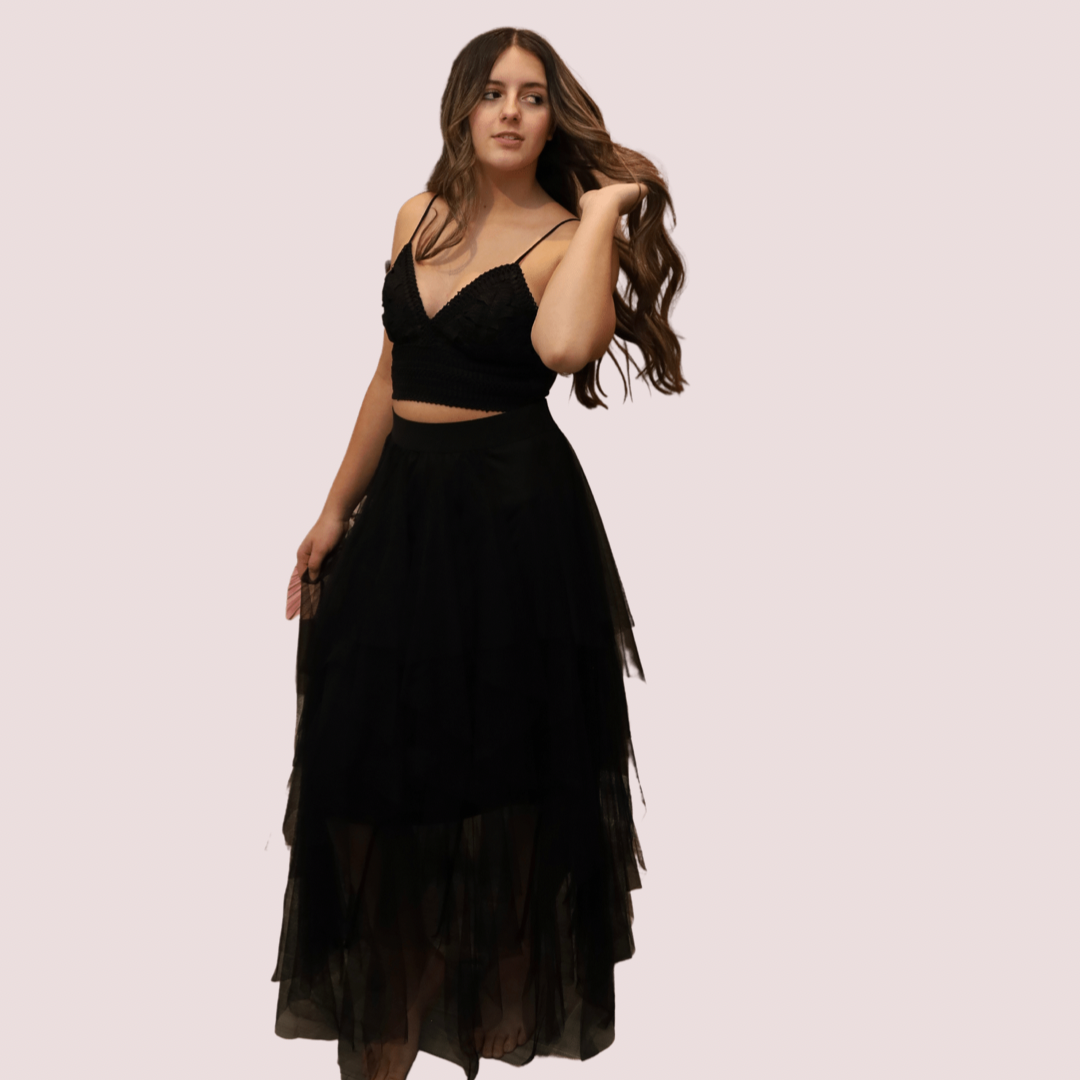LAELYNN TIERED RUFFLED TULLE SKIRT