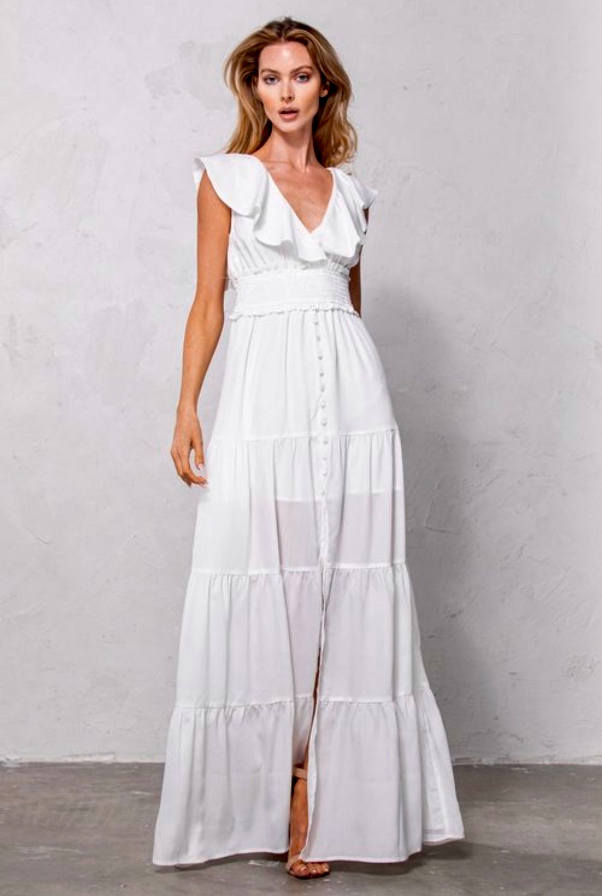 frill sleeve maxi dress ROZANA SHORT RUFFLE SLEEVE MAXI DRESS – MilaGrace Boutique