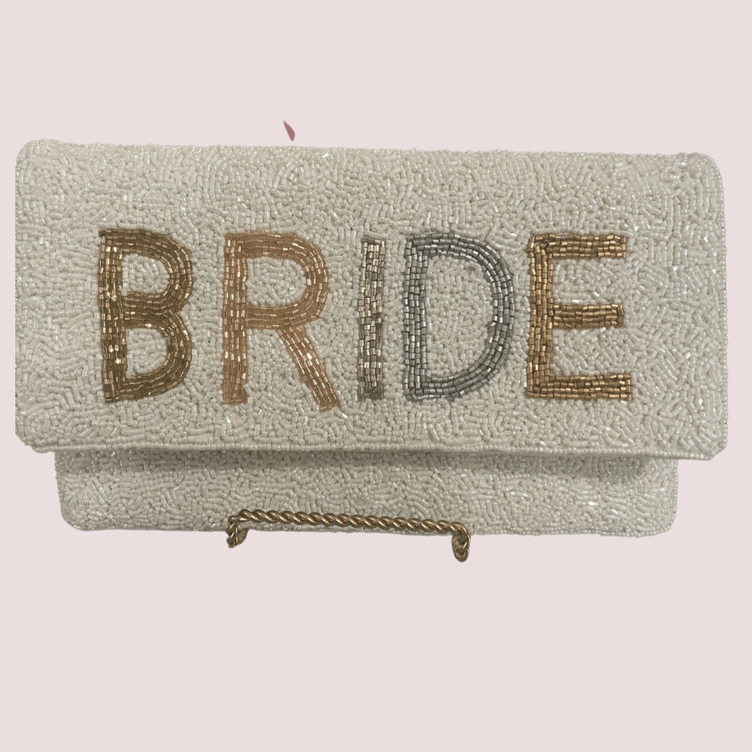 BEADED TWO TONED BRIDE HANDBAG