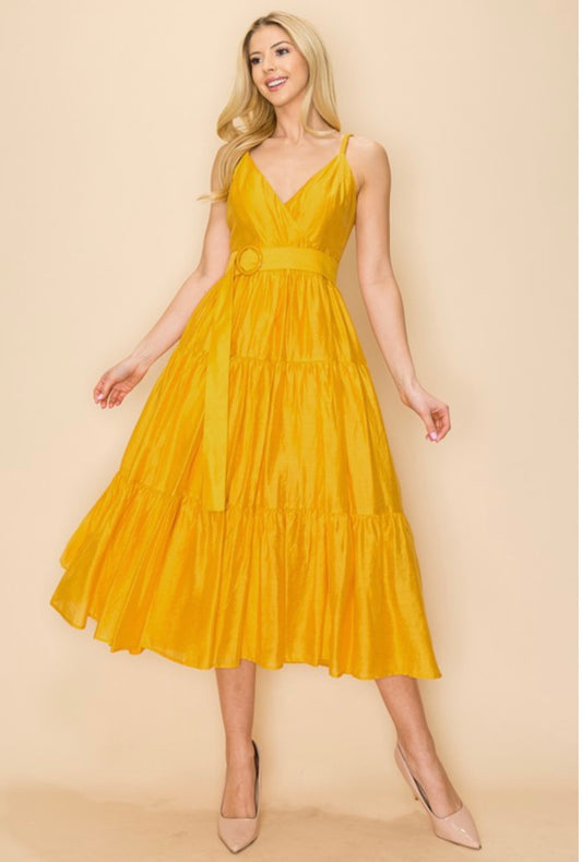 ALBA TIERED LUX MIDI DRESS