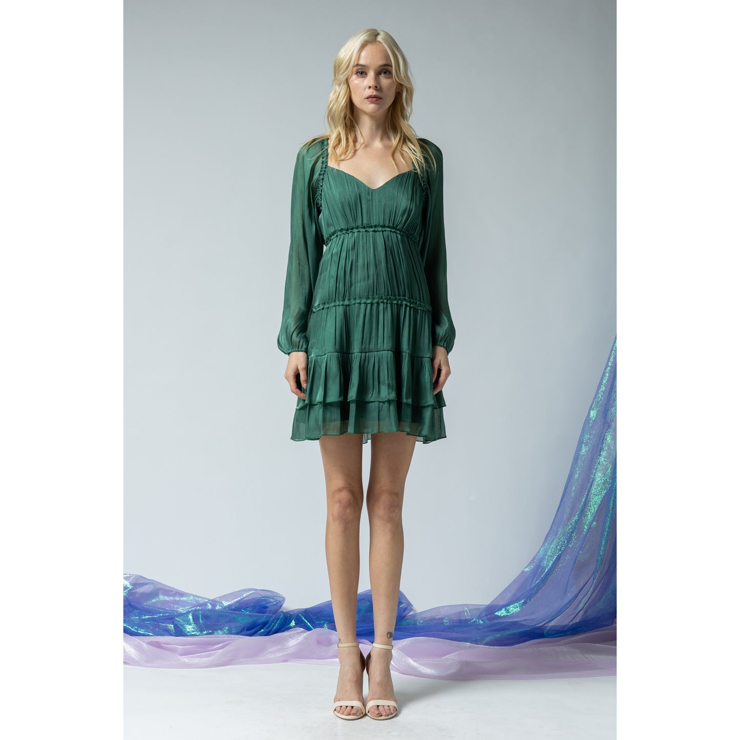 BIANCA SATIN RUFFLE MINI DRESS