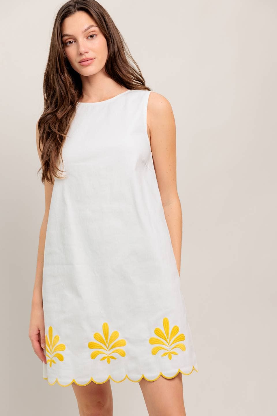 Kiki Denim Embroidered Shift Dress