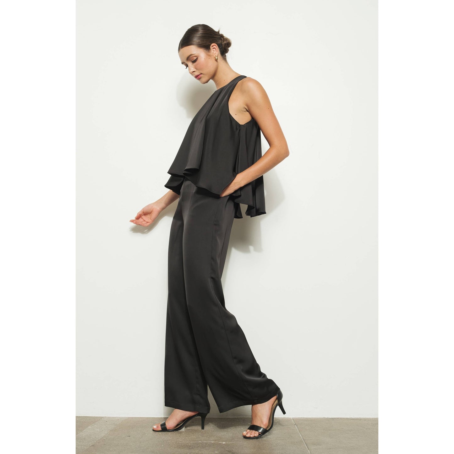 EMMA SATIN FLOWY WIDE LEG ELEGANT SLEEVELESS JUMPSUIT