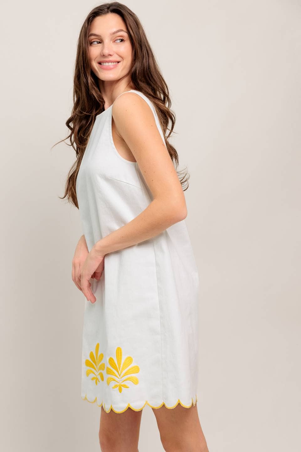 Kiki Denim Embroidered Shift Dress