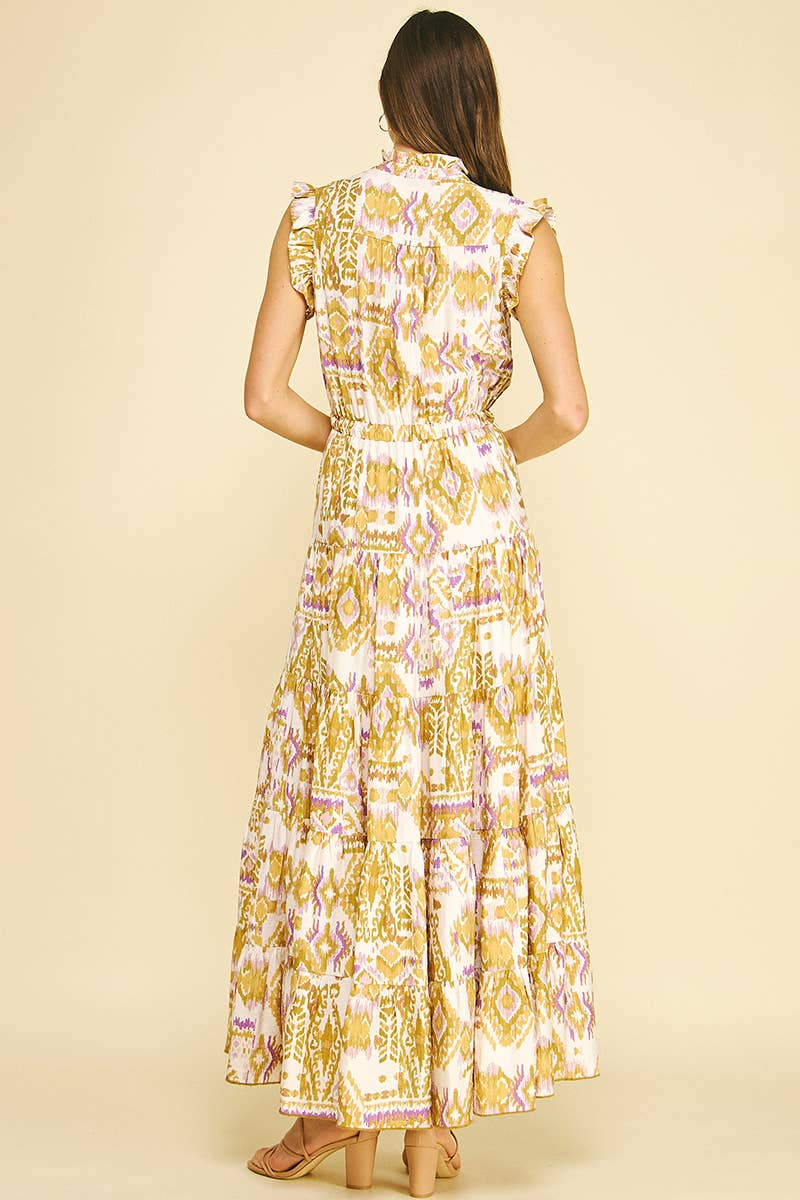 MEL WOVEN RUFFLED TIERED MAXI DRESS