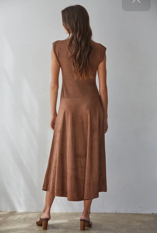 LYSSA SWEATER-SUEDE MIDI DRESS