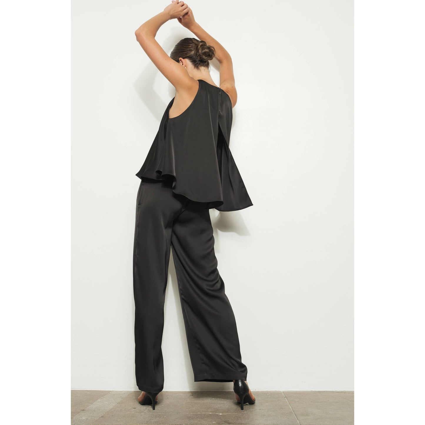 EMMA SATIN FLOWY WIDE LEG ELEGANT SLEEVELESS JUMPSUIT