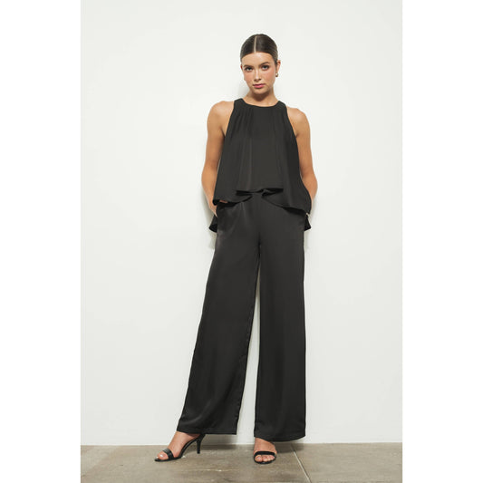 EMMA SATIN FLOWY WIDE LEG ELEGANT SLEEVELESS JUMPSUIT