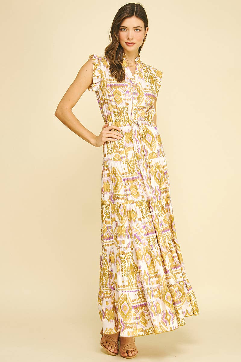 MEL WOVEN RUFFLED TIERED MAXI DRESS