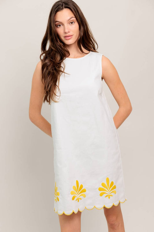 Kiki Denim Embroidered Shift Dress