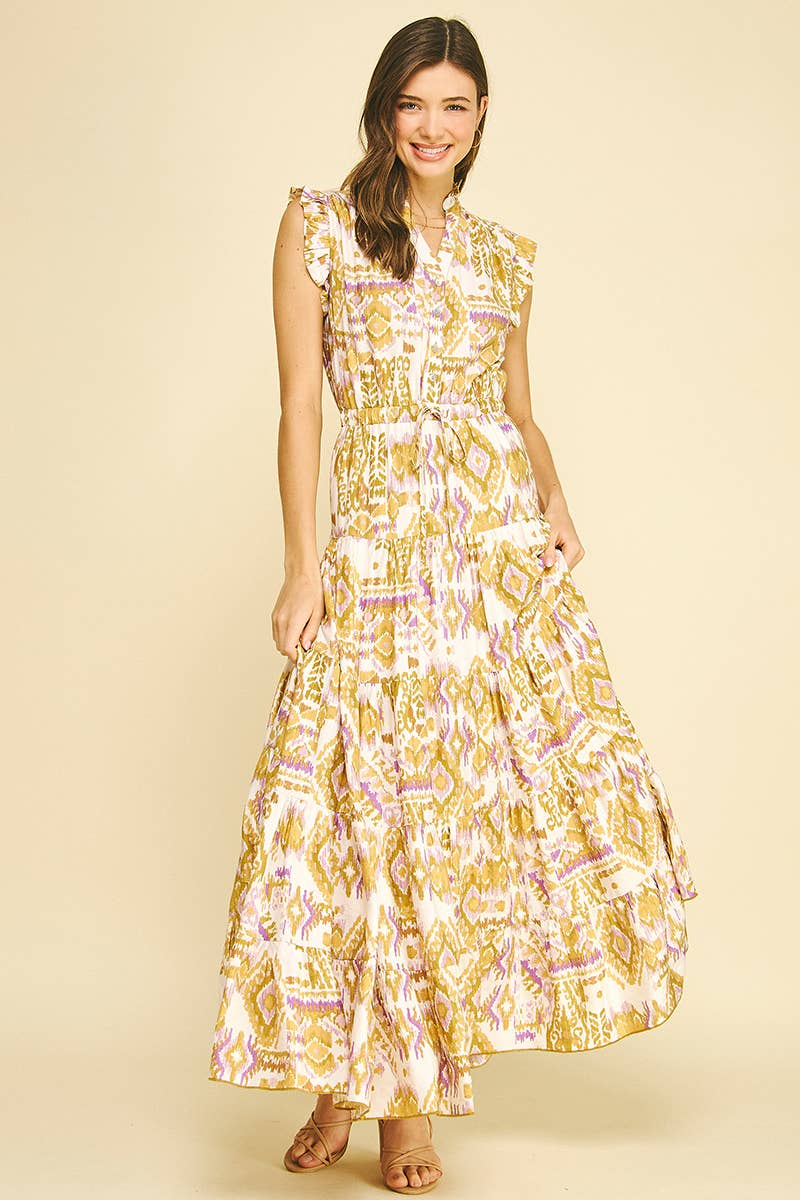 MEL WOVEN RUFFLED TIERED MAXI DRESS