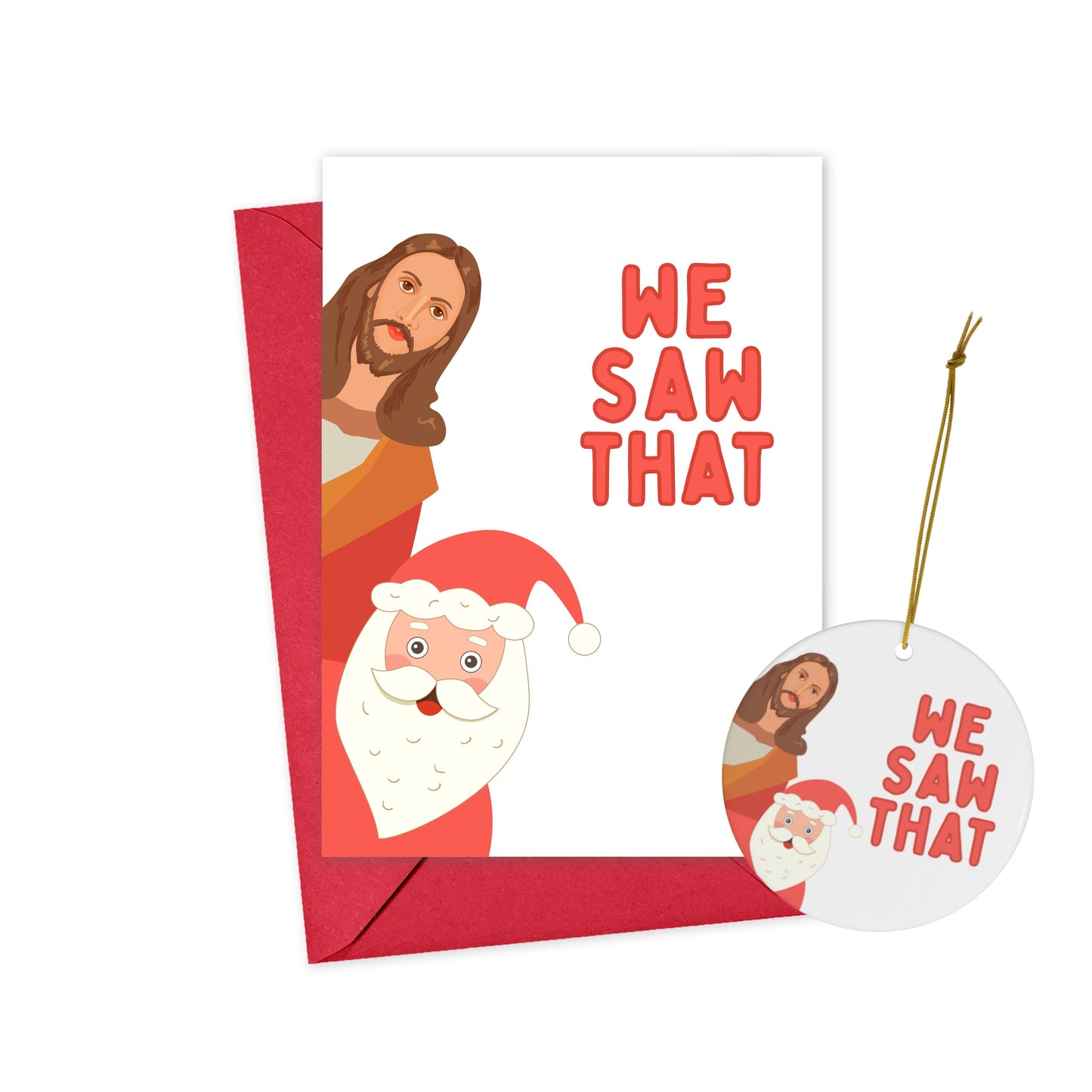 Santa Jesus Christmas Ornament Funny Holiday Ornaments Gifts