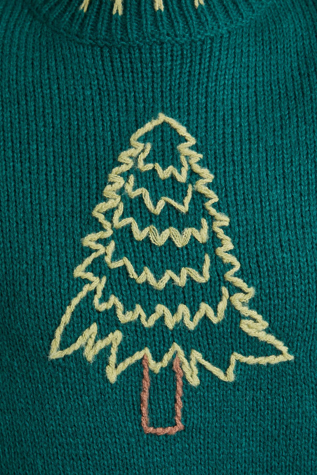 "CHRISTMAS TREE" STITCHING OVERSIZED SWEATER: GREEN-LT GREEN / M
