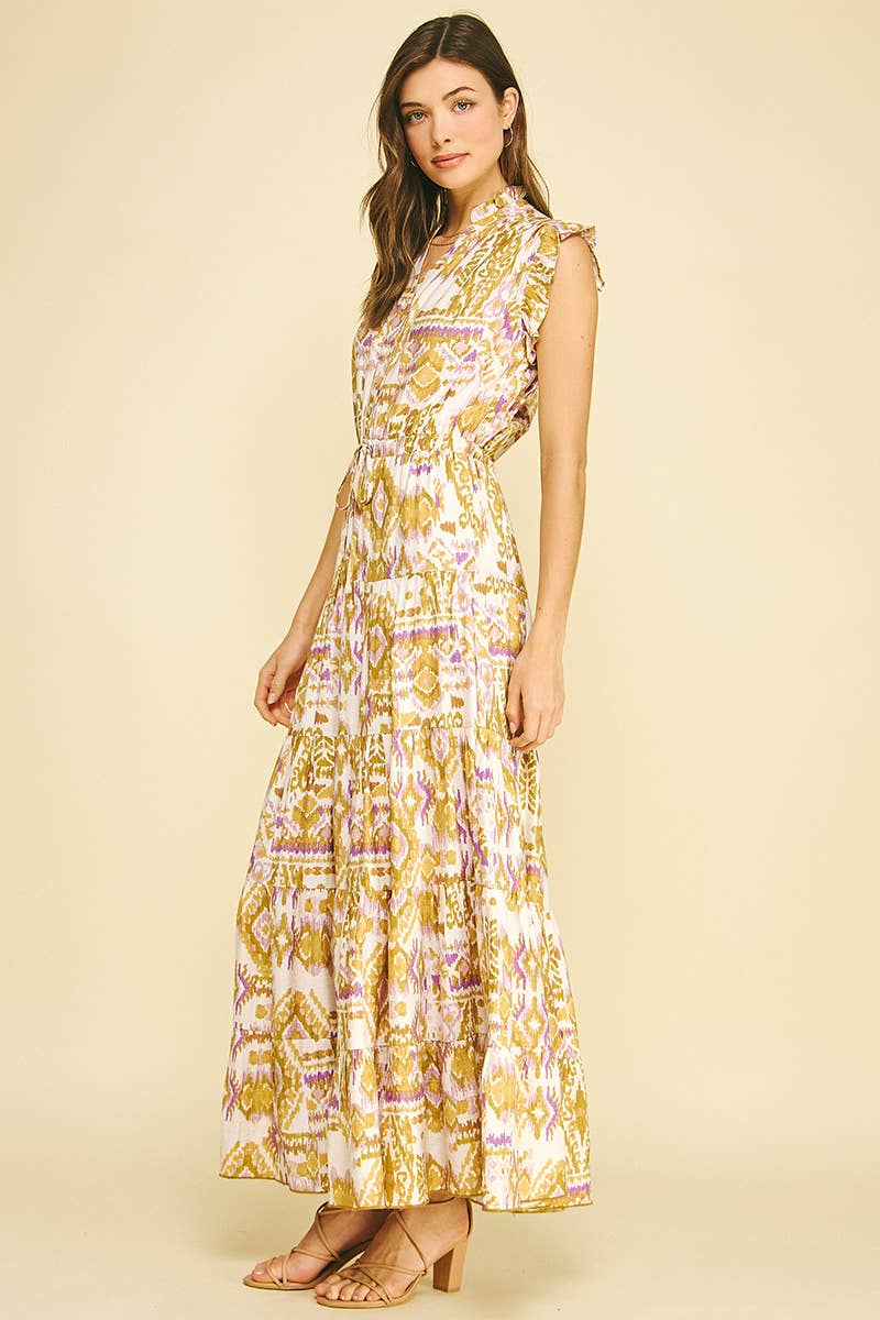 MEL WOVEN RUFFLED TIERED MAXI DRESS