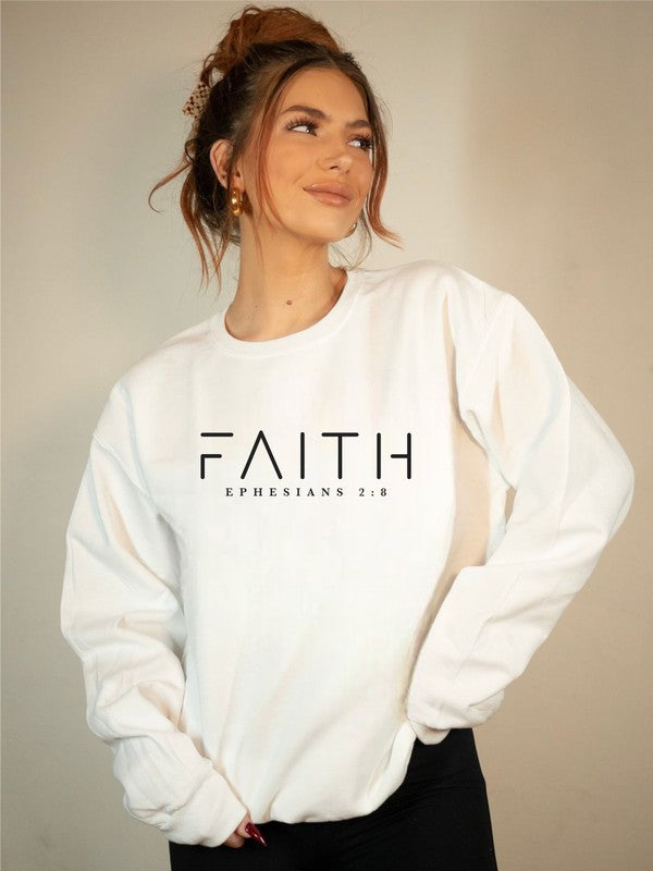 FAITH Ephesians 2:8 Cozy Crewneck Sweatshirt