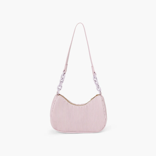 PINK VEGAN LEATHER PLEATED SHOULDER PURSE