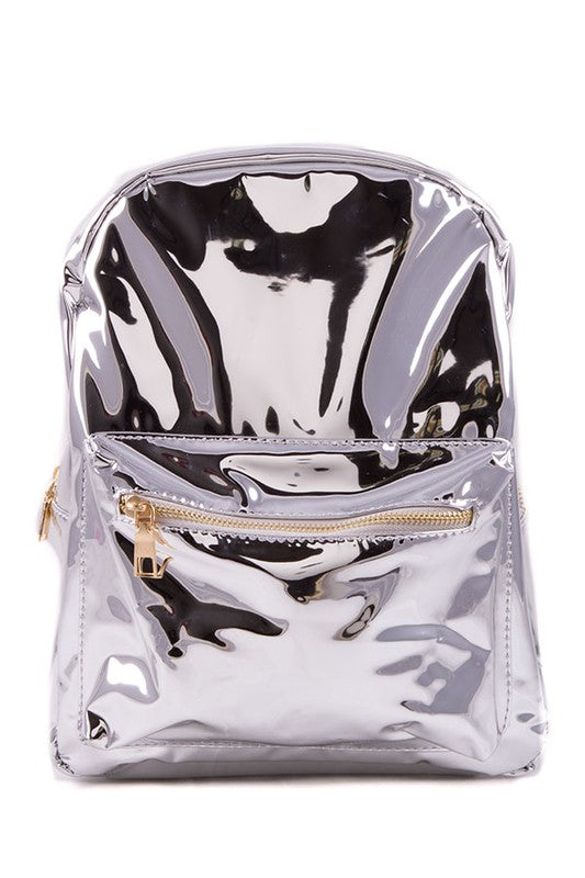 PATENT FAUX LEATHER BACKPACK