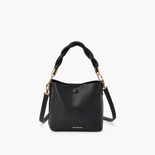 BRAIDED HANDLE BUCKET CROSSBODY PURSE