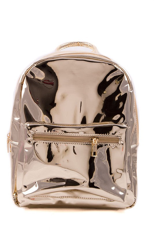 PATENT FAUX LEATHER BACKPACK