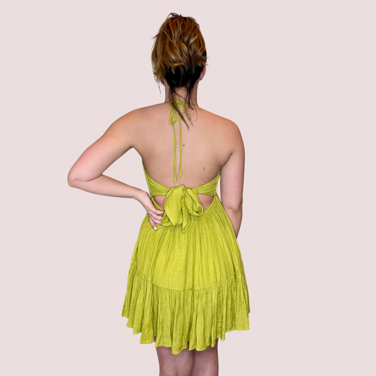 LEXY SELF TIE HALTER MINI SUN DRESS