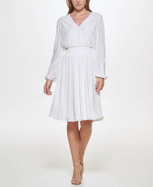 GISELLE PLEATED SMOCK WAIST DRESS