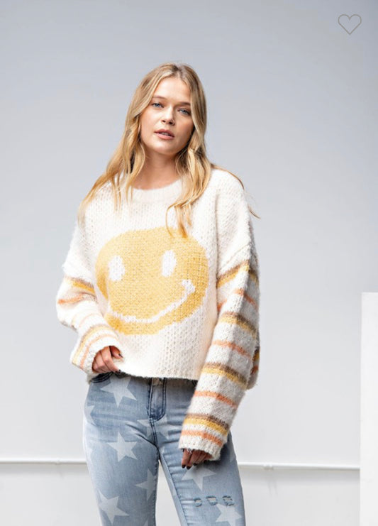 BLISS SMILEY FACE KNIT SWEATER