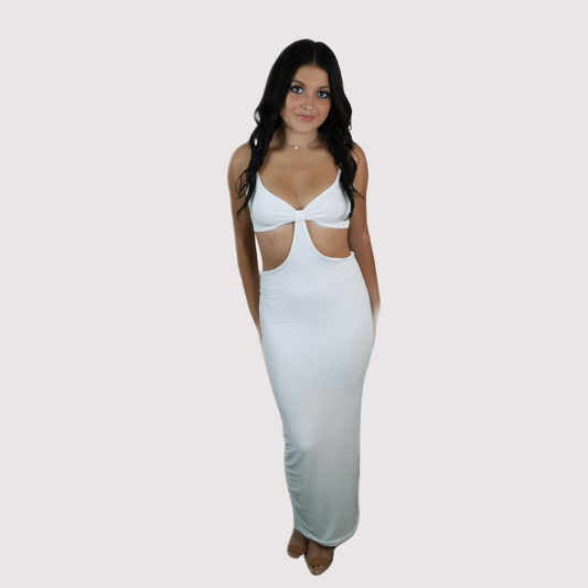 NATALIA WHITE CUTOUT MAXI DRESS