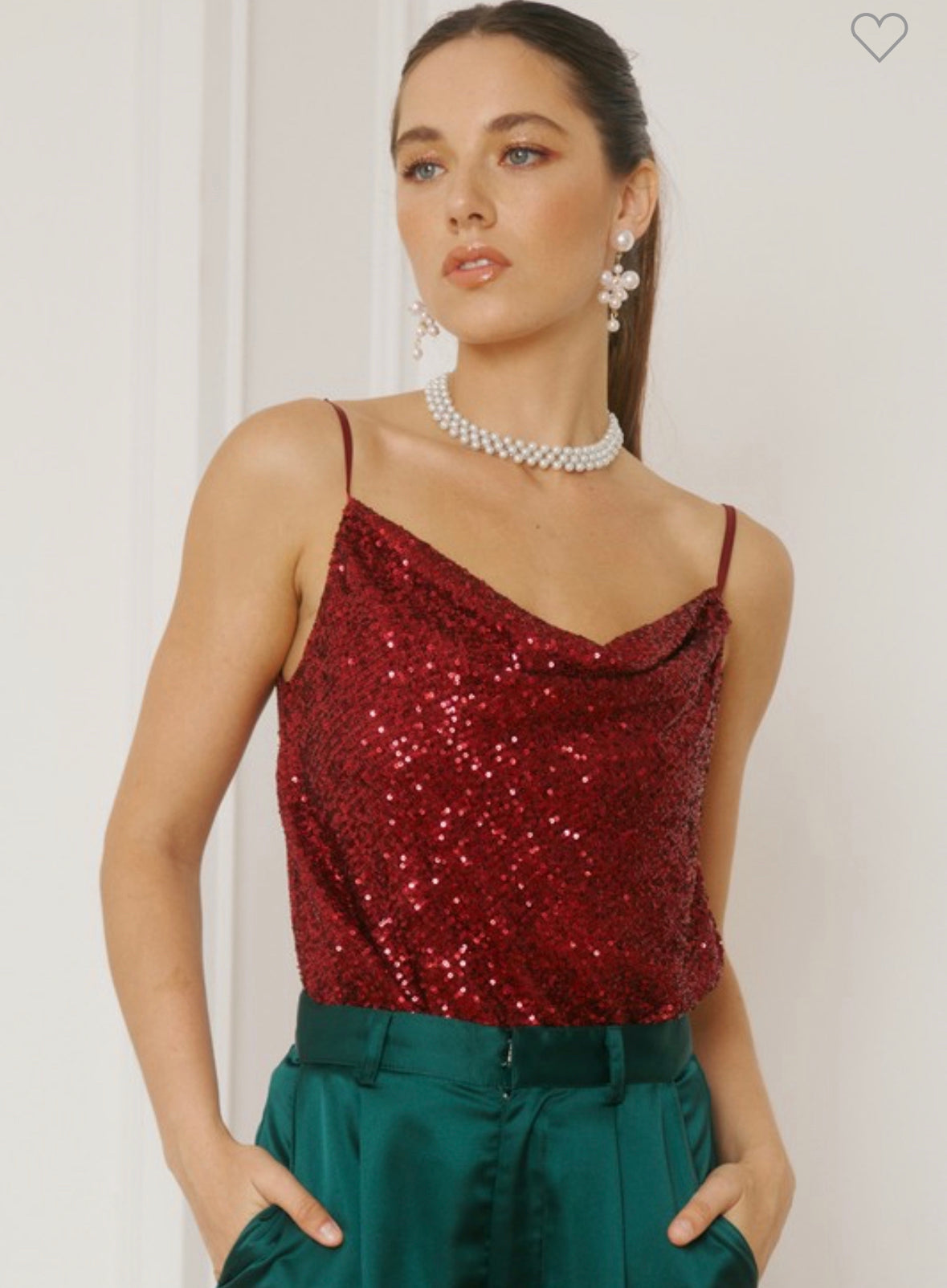 JULIE RED SEQUINED CAMI