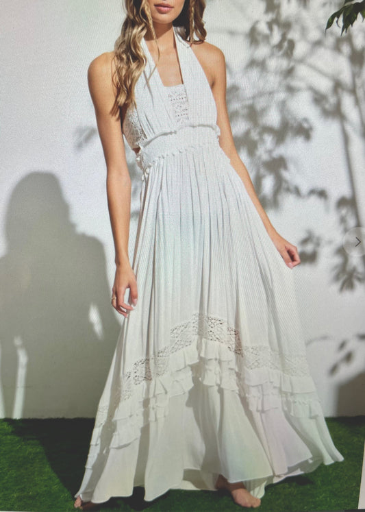 GIA MAXI LACE HALTER DRESS