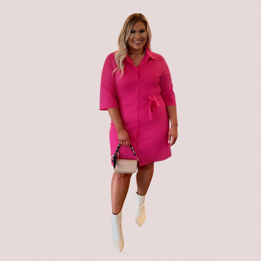 SARA FUCHSIA COLLARD SHIRT DRESS