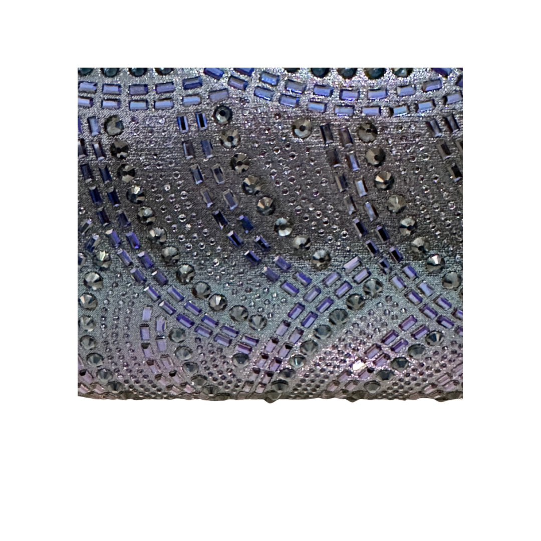 NAVY CRYSTAL BLING CURVE CLUTCH WITH CHAIN