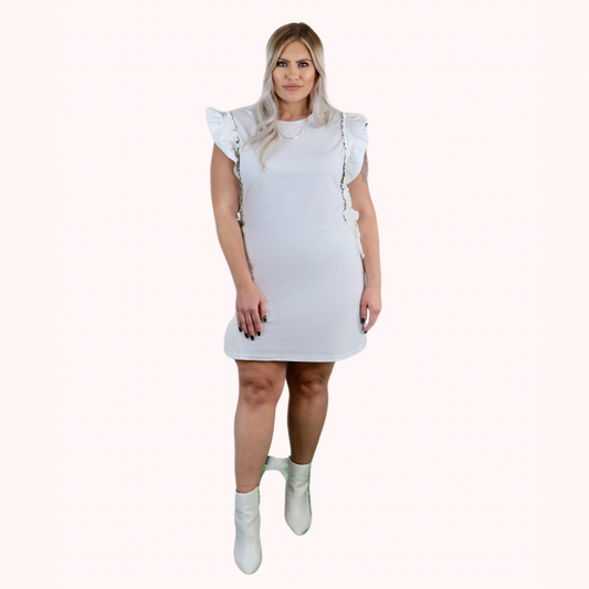 APRIL SHIRT DRESS WITH FAUX LEATHER SLEEVES